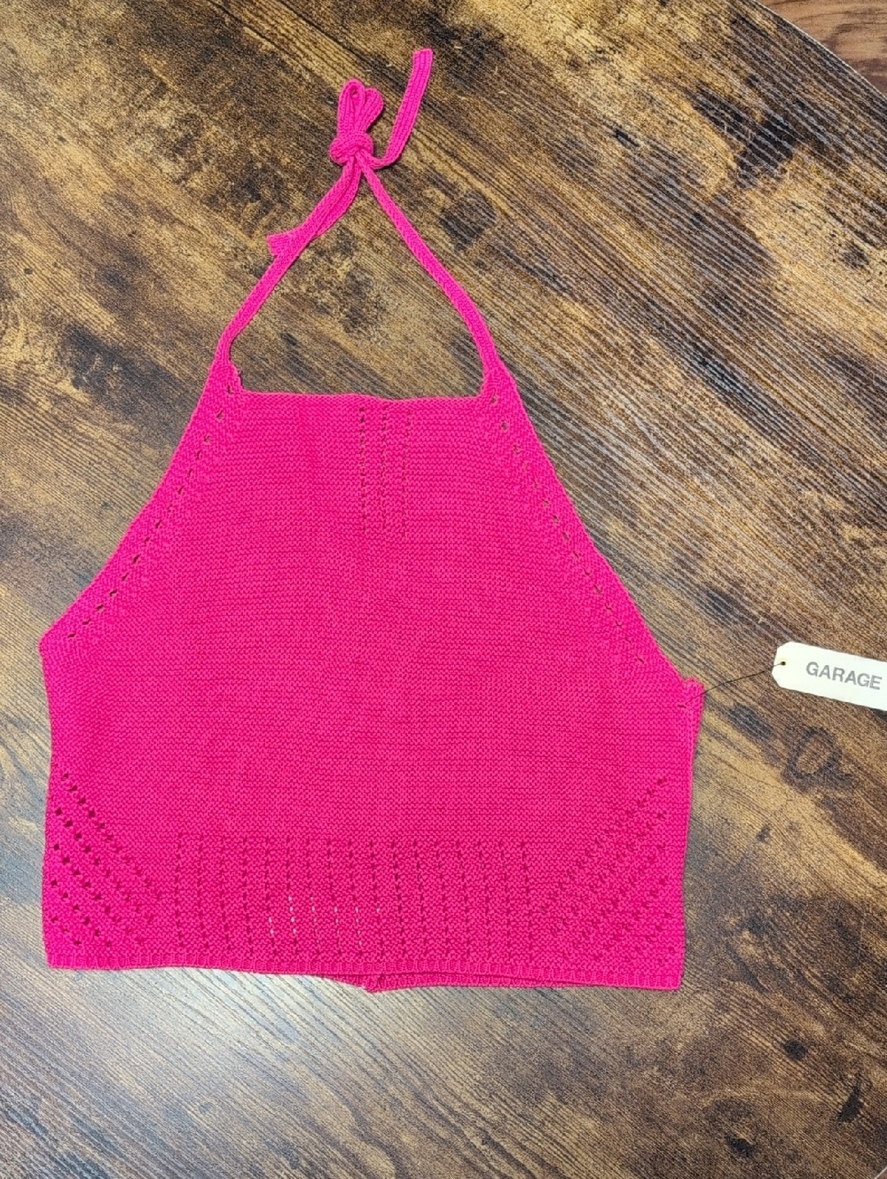 ❤️NWT❤️ Garage Knit Style Halter Top Mini Crop Top Tank Neck Tye, Large